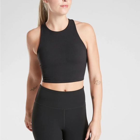 athleta conscious twist crop in powervita women’s small black and blue - Picture 4 of 5